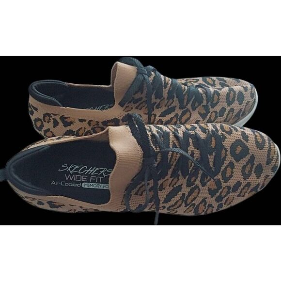 SKECHERS Wide Fit Memory Foam Air Cooled Safari Print Slip on Sneakers 10 - Picture 2 of 3